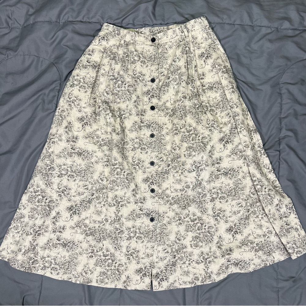 Susan Bristol Black And White Floral  Maxi Skirt Cottagecore Prairie Size Small